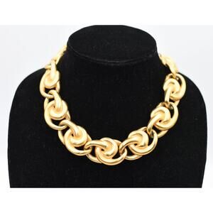 Ann Klein Vintage Chunky Goldtone Dimensional Knot Chunky Collar Necklace